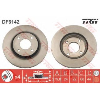 Диск тормозной передний вентилируемый TRW DF6142 фото