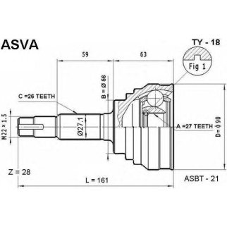 ШРУС наружный 27x56x26 фото