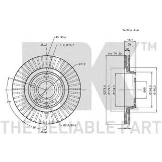 Диск тормозной передний вентилируемый NK 204762 фото
