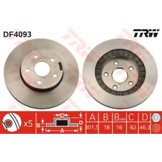 Диск тормозной передний TRW DF4093 фото