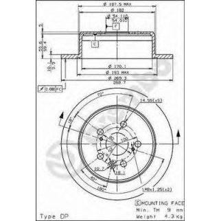 Диск тормозной LEXUS: ES 89-91, TOYOTA: CAMRY 86-91, CAMRY Station Wagon 86-91, CARINA II 87-92, CARINA II седан 87-92, CELICA кабрио 86-90, CELICA кабрио 91-9 фото