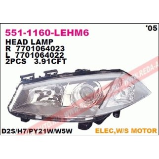 Фара прав RENAULT: MEGANE - 11/02-12/05 (КСЕНОН) ЛИНЗОВАН C ЭК ВНУТРИ ХРОМ фото