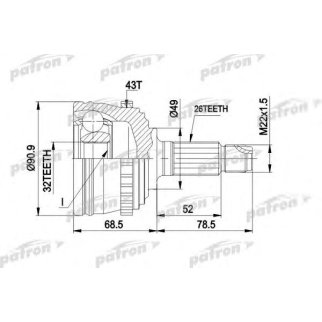 ШРУС наружн к-кт 26x49x32 ABS:43T ROVER: 200 95 - 00, 25 99 - фото