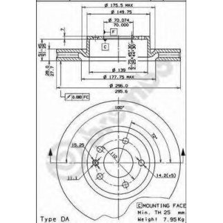 Диск тормозной передн OPEL: OMEGA A 86-94, OMEGA A универсал 86-94, OMEGA B 94-03, OMEGA B универсал 94-03, SENATOR B 87-93, VAUXHALL: CARLTON Mk III 86-94, CAR фото