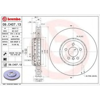 Диск тормозной brembo 09.C407.13 фото