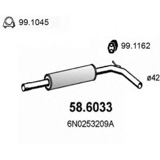 Глушитель средняя часть ASSO 58.6033 фото