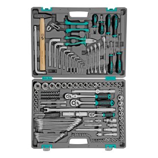 Набор инструментов, 1/2",3/8", 1/4", CrV, пластиковый кейс 142 предм. Stels фото 3