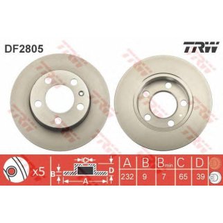 Диск тормозной задний TRW DF2805 фото