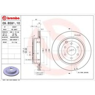 Диск тормозной brembo 09.B591.10 фото
