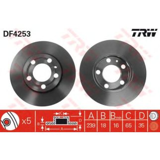 Диск тормозной передний вентилируемый TRW DF4253 фото