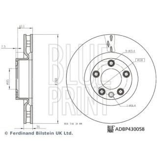 Диск тормозной передний вентилируемый lue Print ADBP430058 фото