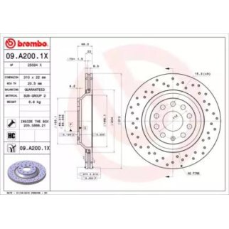 Диск тормозной задний вентилируемый Brembo 09.A200.1X фото