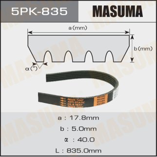 Ремень поликлиновый 5PK 835 MASUMA 5PK-835 фото 1