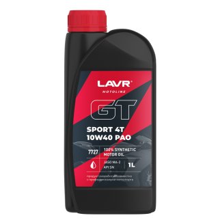 Масло моторное LAVR MOTO GT SPORT 4T 10W-40 1 л Ln7727 фото