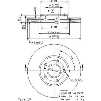 Диск тормозной brembo 09.9589.14 фото