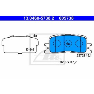 Колодки тормозные задние дисковые к-кт ATE 13.0460-5738.2 фото
