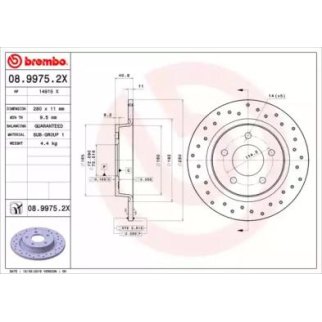 Диск тормозной brembo 08.9975.2X фото