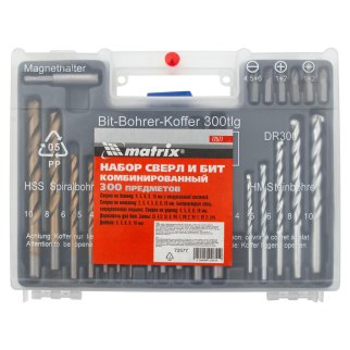 Набор сверл по бетону, металлу, дереву 300пр. MATRIX фото 3
