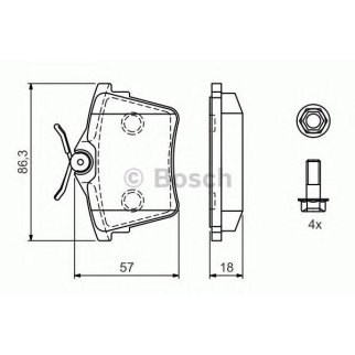 Колодки тормозные PEUGEOT 406 (96-04) задние (4шт.) BOSCH фото