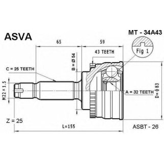 ШРУС наружный ASVA MT34-A43 фото