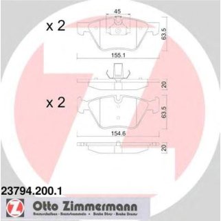 Колодки тормозные передние к-кт Zimmermann 23794.200.1 фото