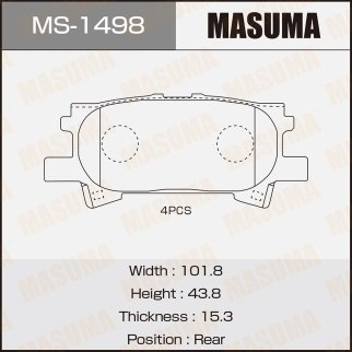 Колодки тормозные к-кт Masuma MS-1498 фото
