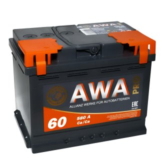 Аккумуляторная батарея AWA PRO 6СТ 60 VL прям. 242х175х190 Россия фото