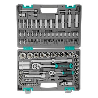 Набор инструмента 1/2" 1/4" пластиковый кейс 94пр. STELS фото 3