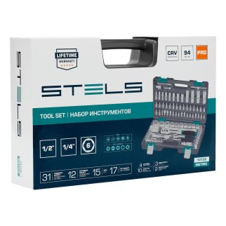 Набор инструмента 1/2" 1/4" пластиковый кейс 94пр. STELS фото 22