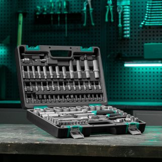 Набор инструмента 1/2" 1/4" пластиковый кейс 94пр. STELS фото 24