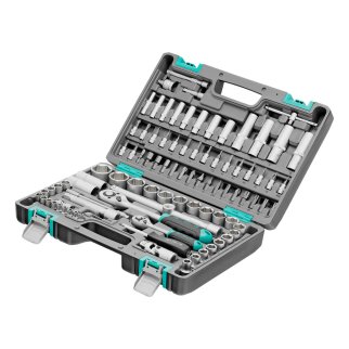 Набор инструмента 1/2" 1/4" пластиковый кейс 94пр. STELS фото