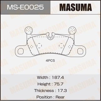 Колодки тормозные к-кт Masuma MS-E0025 фото