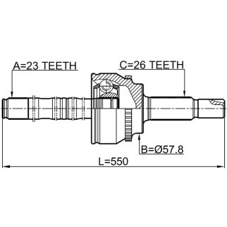 Шрус наружный с валом 23x550x26 фото 2