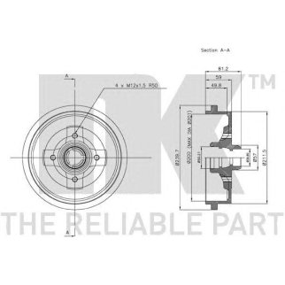 Барабан тормозной задний со ступицей (200x51mm) / AUDI-80,SEAT,SKODA,VW 72~ фото