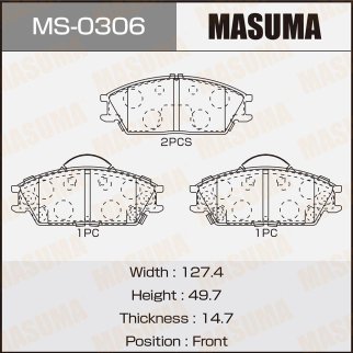 Колодки тормозные передние к-кт Masuma MS-0306 фото