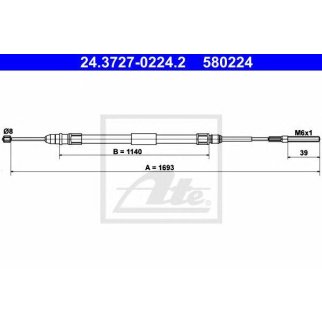 Трос стояночного тормоза левый ATE 24.3727-0224.2 фото