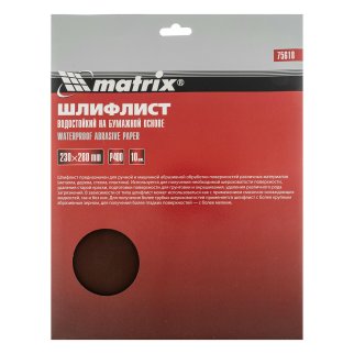 Бумага наждачная водостойкая P400 230x280 мм 10шт. MATRIX 75618 фото 1