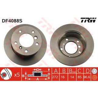 Диск тормозной задний TRW DF4088S фото