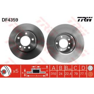 Диск тормозной передний вентилируемый TRW DF4359 фото