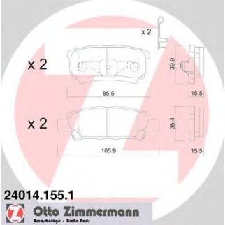 Колодки тормозные к-кт Zimmermann 24014.155.1 фото