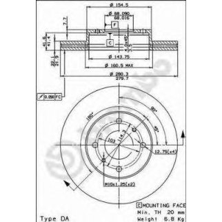 Диск тормозной brembo 09.5254.21 фото
