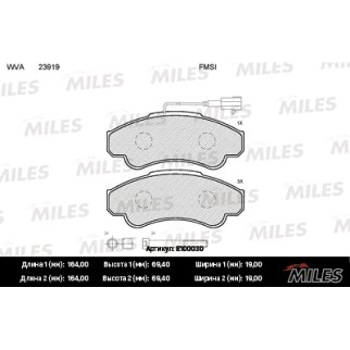 Колодки тормозные передние к-кт MILES E100030 фото