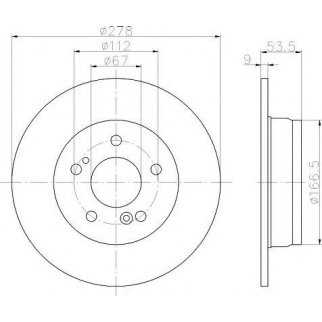 Диск тормозной задний Hella 8DD 355 101-011 фото