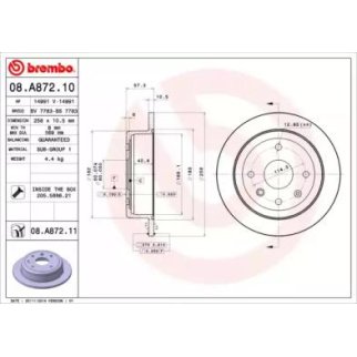 Диск тормозной задний Brembo 08.A872.10 фото