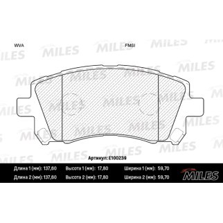 Колодки тормозные передние к-кт MILES E100239 фото