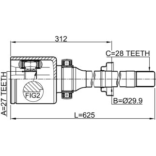 2911-FLIIRH_ШРУС внутренний правый с валом к-кт! 27x29.9x28 Land Rover Freelander 2.2TD 06-14 фото 2