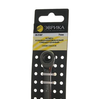 Ключ комбинированный 7мм трещоточный ЭВРИКА фото 1