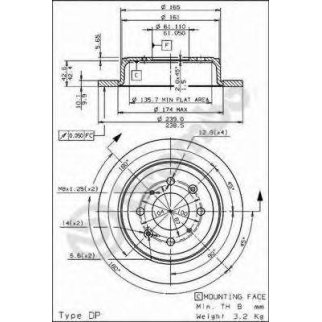 Диск тормозной brembo 08.7104.14 фото