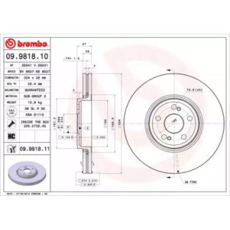 Диск тормозной brembo 09.9818.10 фото