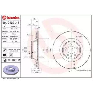 Диск тормозной передний вентилируемый Brembo 09.C427.11 фото